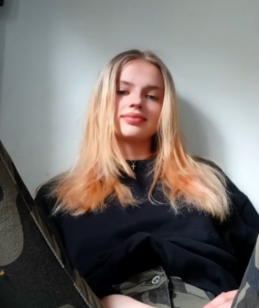 Beautiful blonde girl showing off on live stream. thumbnail